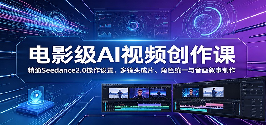 图片[1]-电影级AI视频创作课：精通Seedance2.0操作设置，多镜头成片、角色统一与音画叙事制作-天边资源网