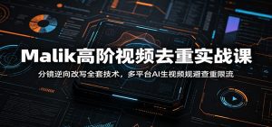 Malik高阶视频去重实战课：分镜逆向改写全套技术，多平台AI生视频规避查重限流-天边资源网