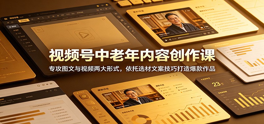 图片[1]-视频号中老年内容创作课：专攻图文与视频两大形式，依托选材文案技巧打造爆款作品-天边资源网
