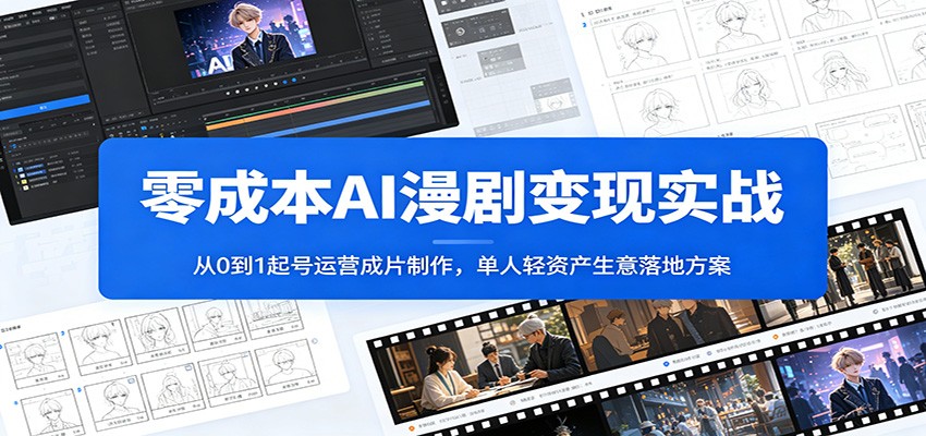 图片[1]-零成本AI漫剧变现实战：从0到1起号运营成片制作，单人轻资产生意落地方案-天边资源网