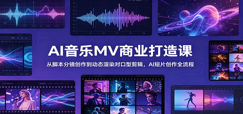 图片[1]-AI音乐MV商业打造课：从脚本分镜创作到动态渲染对口型剪辑，AI短片创作全流程-天边资源网