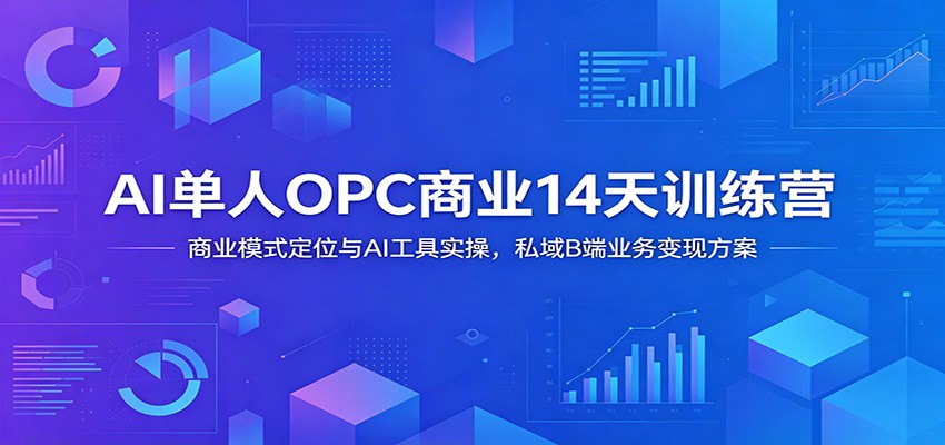 图片[1]-AI单人OPC商业14天训练营：商业模式定位与AI工具实操，私域B端业务变现方案-天边资源网