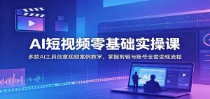 AI短视频零基础实操课：多款AI工具创意视频案例教学，掌握剪辑与账号全套变现流程-天边资源网