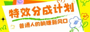 零粉丝也能操作的项目！视频号特效分成计划，普通人的躺赚新风口-天边资源网
