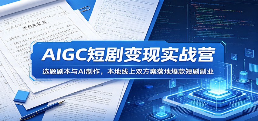 图片[1]-AIGC短剧变现实战营：选题剧本与AI制作，本地线上双方案落地爆款短剧副业-天边资源网