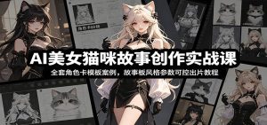 AI美女猫咪故事创作实战课：全套角色卡模板案例，故事板风格参数可控出片教程-天边资源网