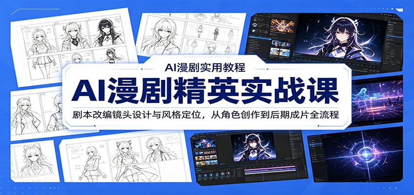 图片[1]-AI漫剧精英实战课：剧本改编镜头设计与风格定位，从角色创作到后期成片全流程-天边资源网