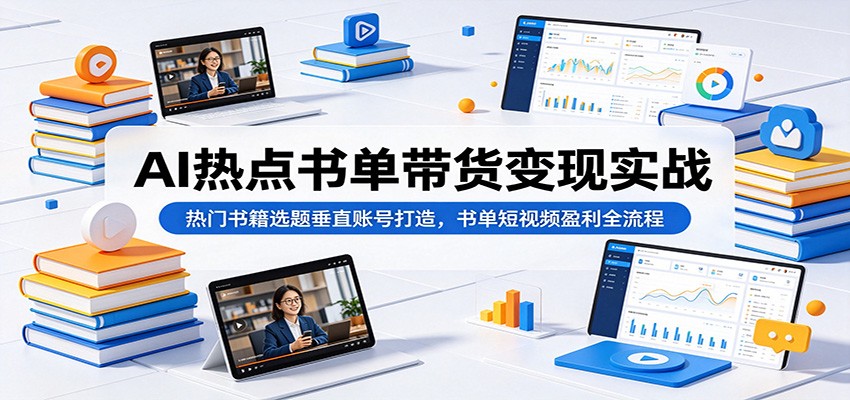 图片[1]-AI热点书单带货变现实战：热门书籍选题垂直账号打造，书单短视频盈利全流程-天边资源网
