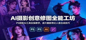 AI摄影创意修图全能工坊：PS搭配AI工具实操教学，废片翻新奇幻人像合成技巧-天边资源网
