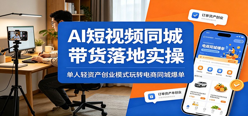 图片[1]-AI短视频同城带货落地实操：单人轻资产创业模式玩转电商同城爆单-天边资源网
