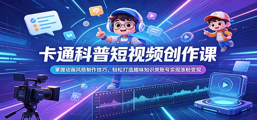 图片[1]-卡通科普短视频创作课：掌握动画风格制作技巧，轻松打造趣味知识类账号实现涨粉变现-天边资源网