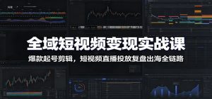 全域短视频变现实战课：爆款起号剪辑，短视频直播投放复盘出海全链路-天边资源网