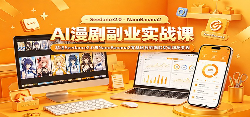 图片[1]-AI漫剧副业实战：Seedance2.0与NanoBanana2零基础复刻爆款实现涨粉变现-天边资源网