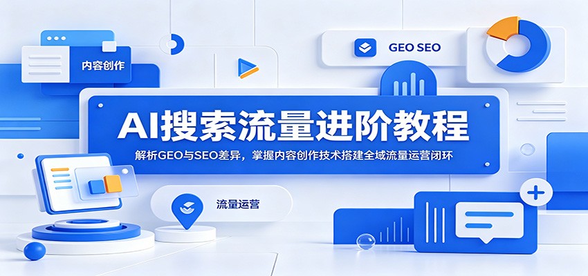图片[1]-AI搜索流量进阶教程：解析GEO与SEO差异，掌握内容创作技术搭建全域流量运营闭环-天边资源网