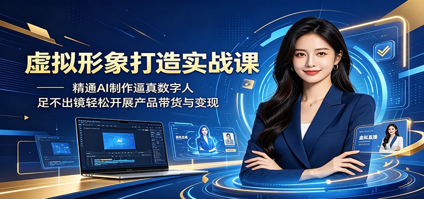 图片[1]-虚拟形象打造实战课：精通AI制作逼真数字人，足不出镜轻松开展产品带货与变现-天边资源网