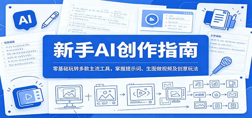 图片[1]-新手AI创作指南：零基础玩转多款主流工具，掌握提示词、生图做视频及创意玩法-天边资源网