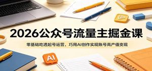 2026公众号流量主掘金课：零基础吃透起号运营，巧用AI创作实现账号高产值变现-天边资源网
