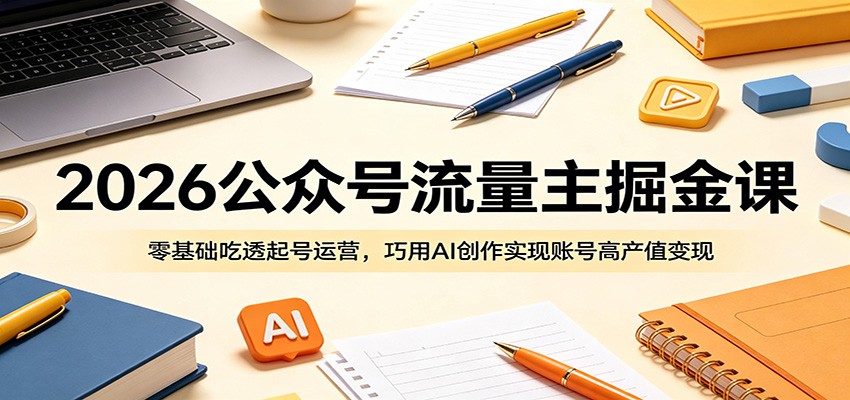 图片[1]-2026公众号流量主掘金课：零基础吃透起号运营，巧用AI创作实现账号高产值变现-天边资源网