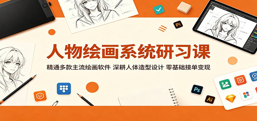 图片[1]-人物绘画系统研习课：精通多款主流绘画软件，深耕人体造型设计，零基础接单变现-天边资源网