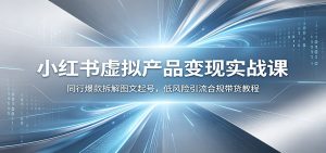 小红书虚拟产品变现实战课:同行爆款拆解图文起号,低风险引流合规带货教程-天边资源网