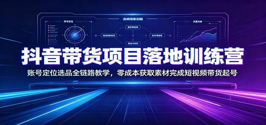 图片[1]-抖音带货项目落地训练营：账号定位选品全链路教学，零成本获取素材完成短视频带货起号-天边资源网