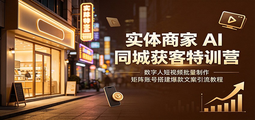 图片[1]-实体商家AI同城获客特训营：数字人短视频批量制作，矩阵账号搭建爆款文案引流教程-天边资源网