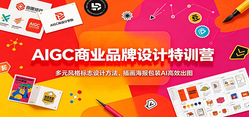 图片[1]-AIGC商业品牌设计特训营：多元风格标志设计方法，插画海报包装AI高效出图-天边资源网