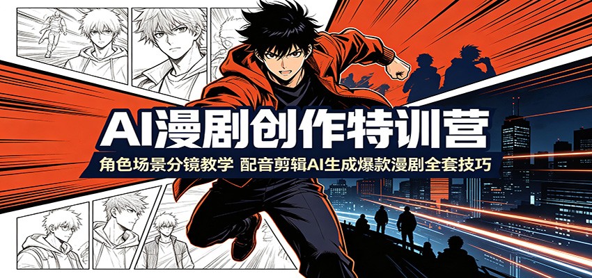 图片[1]-AI漫剧创作特训营：角色场景分镜教学，配音剪辑AI生成爆款漫剧全套技巧-天边资源网