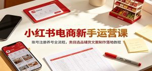 小红书电商新手运营课:账号注册养号全流程,类目选品铺货文案制作落地教程-天边资源网
