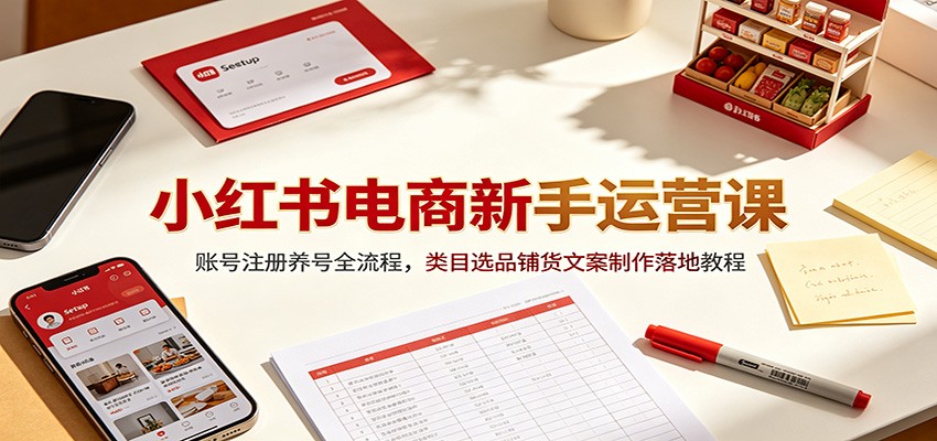 图片[1]-小红书电商新手运营课：账号注册养号全流程，类目选品铺货文案制作落地教程-天边资源网