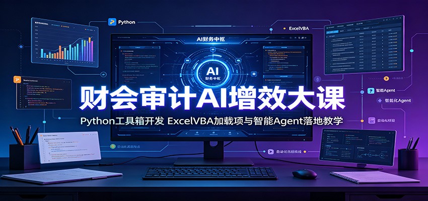 图片[1]-财会审计AI增效大课：Python工具箱开发，ExcelVBA加载项与智能Agent落地教学-天边资源网