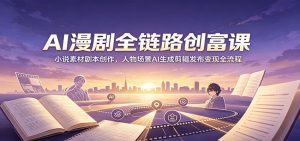 AI漫剧全链路创富课：小说素材剧本创作，人物场景AI生成剪辑发布变现全流程-天边资源网