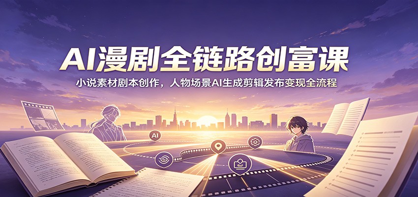 图片[1]-AI漫剧全链路创富课：小说素材剧本创作，人物场景AI生成剪辑发布变现全流程-天边资源网