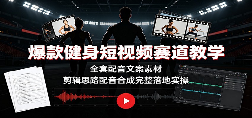 图片[1]-爆款健身短视频赛道教学：全套配音文案素材，剪辑思路配音合成完整落地实操-天边资源网