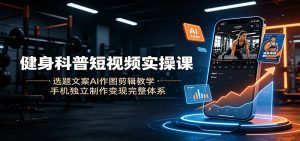 健身科普短视频实操课：选题文案AI作图剪辑教学，手机独立制作变现完整体系-天边资源网