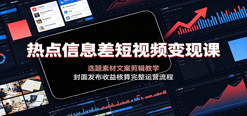 图片[1]-热点信息差短视频变现课：选题素材文案剪辑教学，封面发布收益核算完整运营流程-天边资源网