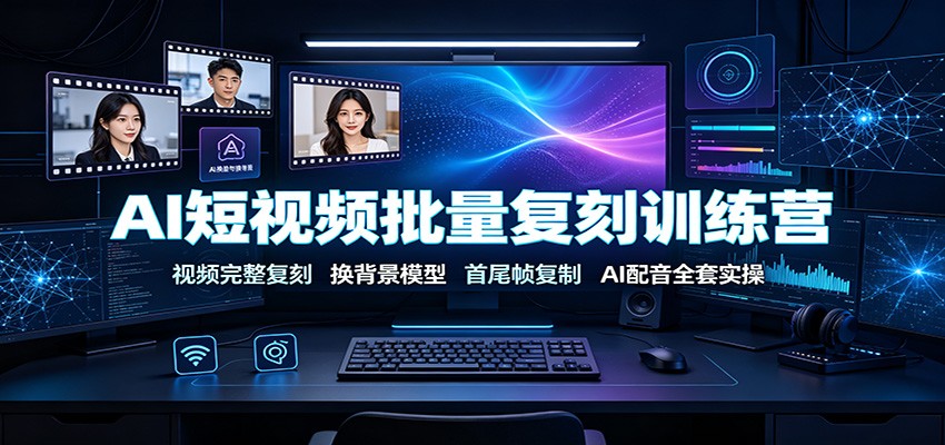 图片[1]-AI短视频批量复刻训练营：视频完整复刻，换背景模型、首尾帧复制、AI配音全套实操-天边资源网