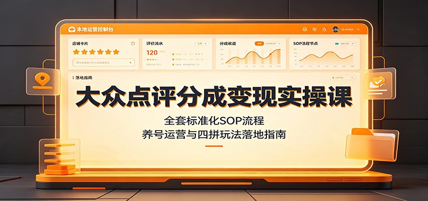图片[1]-大众点评分成变现实操课：全套标准化SOP流程，养号运营与四拼玩法落地指南-天边资源网