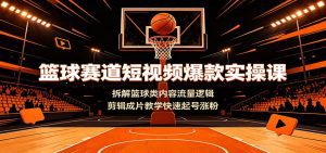 篮球赛道短视频爆款实操课：拆解篮球类内容流量逻辑，剪辑成片教学快速起号涨粉-天边资源网