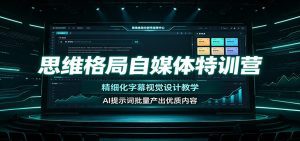 思维格局自媒体特训营：精细化字幕视觉设计教学，AI提示词批量产出优质内容-天边资源网
