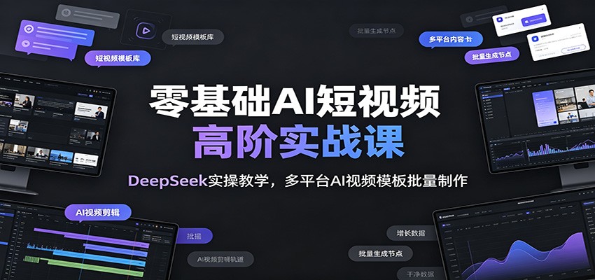 图片[1]-零基础AI短视频高阶实战课：DeepSeek实操教学，多平台AI视频模板批量制作-天边资源网