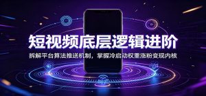 短视频底层逻辑进阶：拆解平台算法推送机制，掌握冷启动权重涨粉变现内核-天边资源网