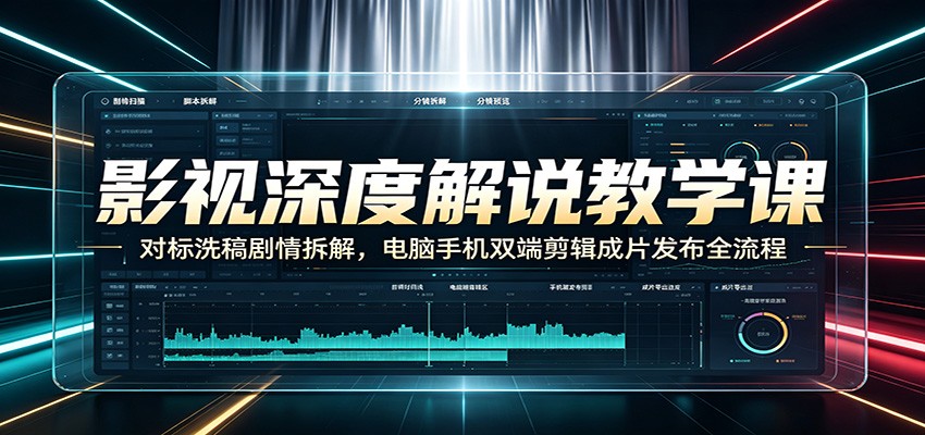 图片[1]-影视深度解说教学课：对标洗稿剧情拆解，电脑手机双端剪辑成片发布全流程-天边资源网