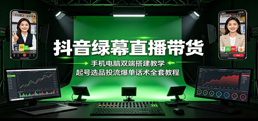 图片[1]-抖音绿幕直播带货：手机电脑双端搭建教学，起号选品投流爆单话术全套教程-天边资源网
