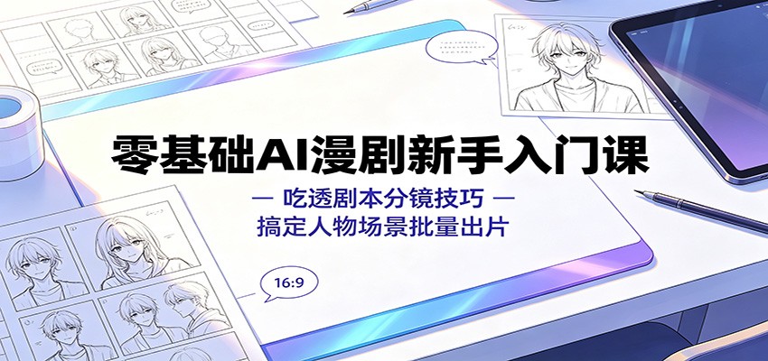 图片[1]-零基础AI漫剧新手入门课：吃透剧本分镜技巧，搞定人物场景批量出片-天边资源网
