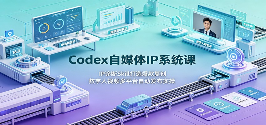 图片[1]-Codex自媒体IP系统课：IP诊断Skill打造爆款复刻，数字人视频多平台自动发布实操-天边资源网
