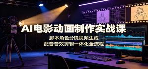 AI电影动画制作实战课：脚本角色分镜视频生成，配音音效剪辑一体化全流程-天边资源网