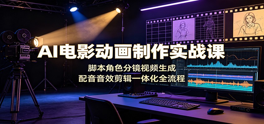 图片[1]-AI电影动画制作实战课：脚本角色分镜视频生成，配音音效剪辑一体化全流程-天边资源网