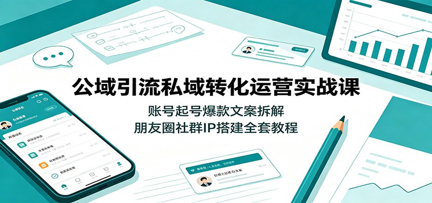 图片[1]-公域引流私域转化运营实战课：账号起号爆款文案拆解，朋友圈社群IP搭建全套教程-天边资源网