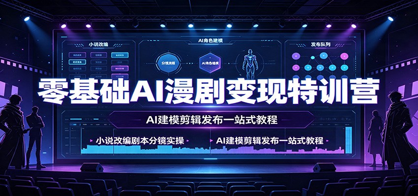 图片[1]-零基础AI漫剧变现特训营：小说改编剧本分镜实操，AI建模剪辑发布一站式教程-天边资源网